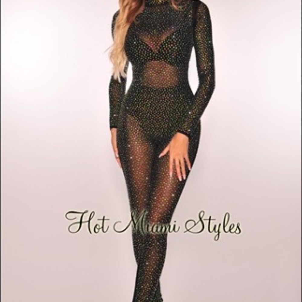 Hot Miami Styles Rhinestone jumpsuit